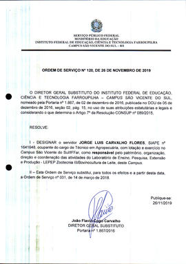 Ordem de Serviço IFFAR/SVS nº 120/2019