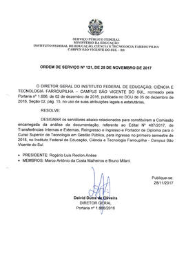 Ordem de Serviço IFFAR\SVS nº 121/2017