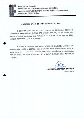 Portaria IFFAR\SVS nº 140/2011