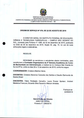 Ordem de Serviço IFFAR/SVS nº 076/2019