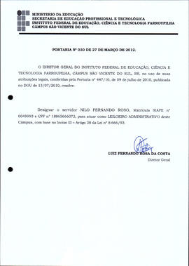 Portaria IFFAR\SVS nº 030/2012