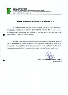 Ordem de Serviço IFFAR\SVS nº 059/2011