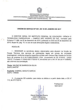 Ordem de Serviço IFFAR\SVS nº 001/2017