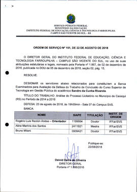 Ordem de Serviço IFFAR\SVS nº 151/2018