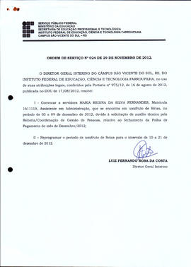 Ordem de Serviço IFFAR\SVS nº 024/2012