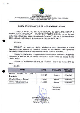 Ordem de Serviço IFFAR\SVS nº 210/2018