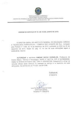 Ordem de Serviço IFFAR\SVS nº 027/2015