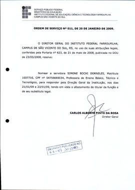 Ordem de Serviço IFFAR/SVS nº 011/2009