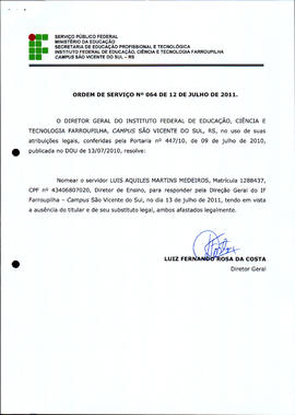 Ordem de Serviço IFFAR\SVS nº 064/2011