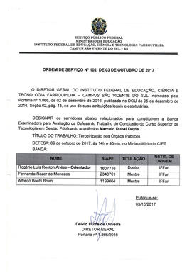 Ordem de Serviço IFFAR\SVS nº 102/2017