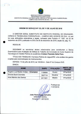 Ordem de Serviço IFFAR\SVS nº 123/2018