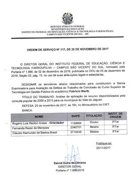 Ordem de Serviço IFFAR\SVS nº 117/2017