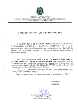 Ordem de Serviço IFFAR\SVS nº 064/2015