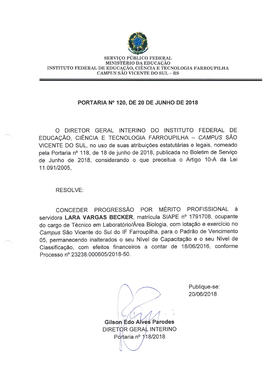 Portaria IFFAR\SVS nº 120/2018