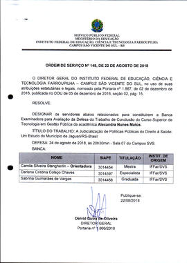 Ordem de Serviço IFFAR\SVS nº 148/2018