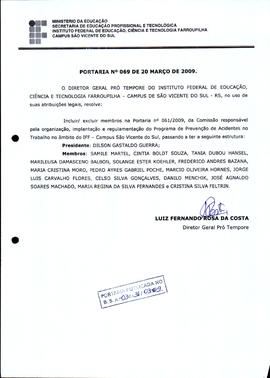 Portaria IFFAR\SVS nº 069/2009