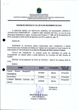 Ordem de Serviço IFFAR\SVS nº 215/2018