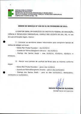 Ordem de Serviço IFFAR\SVS nº 030/2011