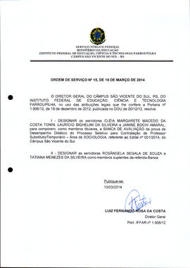 Ordem de Serviço IFFAR\SVS nº 015/2014