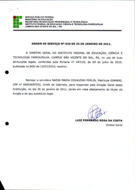 Ordem de Serviço IFFAR\SVS nº 020/2011