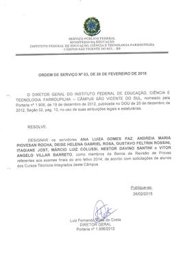 Ordem de Serviço IFFAR\SVS nº 003/2015