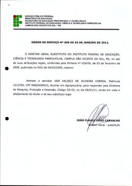 Ordem de Serviço IFFAR\SVS nº 009/2011