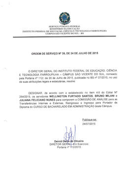 Ordem de Serviço IFFAR\SVS nº 039/2015