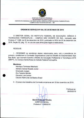 Ordem de Serviço IFFAR/SVS nº 034/2019