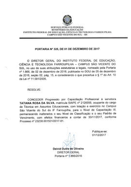 Portaria IFFAR\SVS nº 325/2017