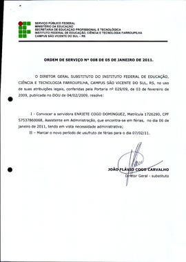 Ordem de Serviço IFFAR\SVS nº 008/2011