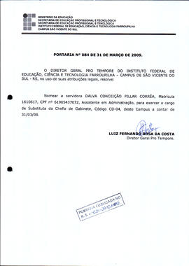 Portaria IFFAR\SVS nº 084/2009