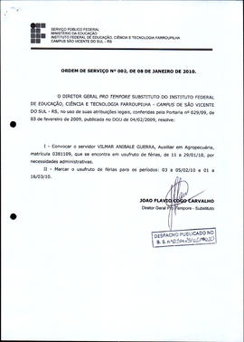 Ordem de Serviço IFFAR\SVS nº 002/2010