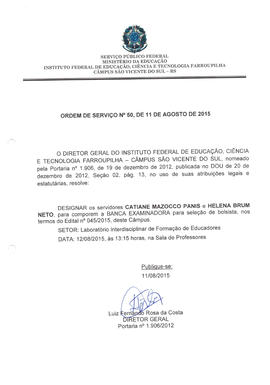 Ordem de Serviço IFFAR\SVS nº 050/2015