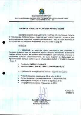 Ordem de Serviço IFFAR/SVS nº 067/2019