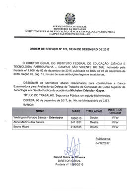Ordem de Serviço IFFAR\SVS nº 123/2017