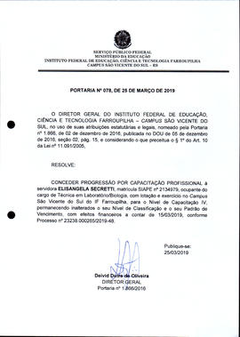 Portaria IFFAR/SVS nº 078/2019
