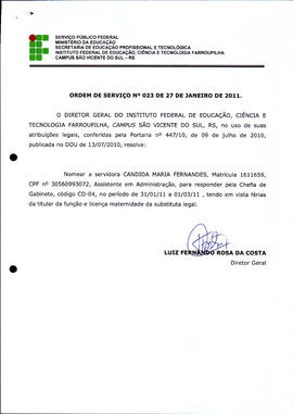 Ordem de Serviço IFFAR\SVS nº 023/2011