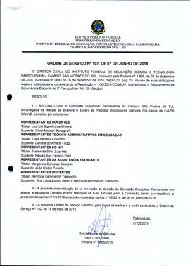 Ordem de Serviço IFFAR\SVS nº 107/2018