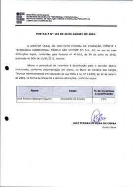Portaria IFFAR\SVS nº 150/2010