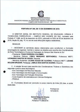 Portaria IFFAR\SVS nº 306/2016