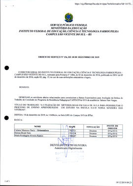 Ordem de Serviço IFFAR/SVS nº 156/2019