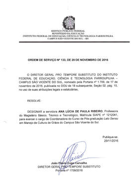 Ordem de Serviço IFFAR\SVS nº 133/2016