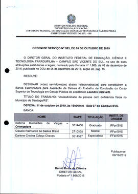 Ordem de Serviço IFFAR/SVS nº 083/2019