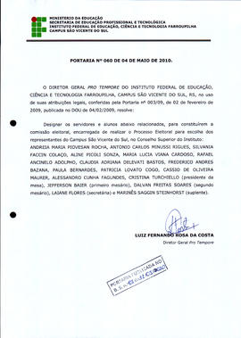 Portaria IFFAR\SVS nº 060/2010