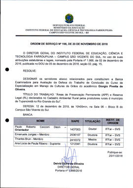 Ordem de Serviço IFFAR\SVS nº 198/2018