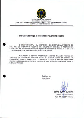 Ordem de Serviço IFFAR\SVS nº 007/2014