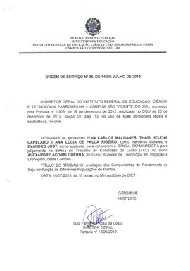 Ordem de Serviço IFFAR\SVS nº 036/2015
