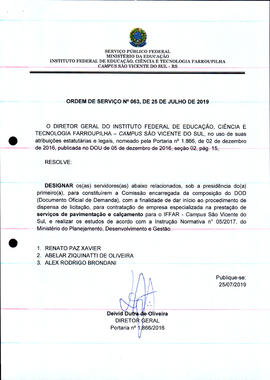 Ordem de Serviço IFFAR/SVS nº 063/2019