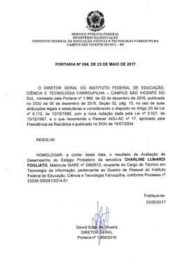 Portaria IFFAR\SVS nº 096/2017
