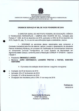 Ordem de Serviço IFFAR/SVS nº 008/2019